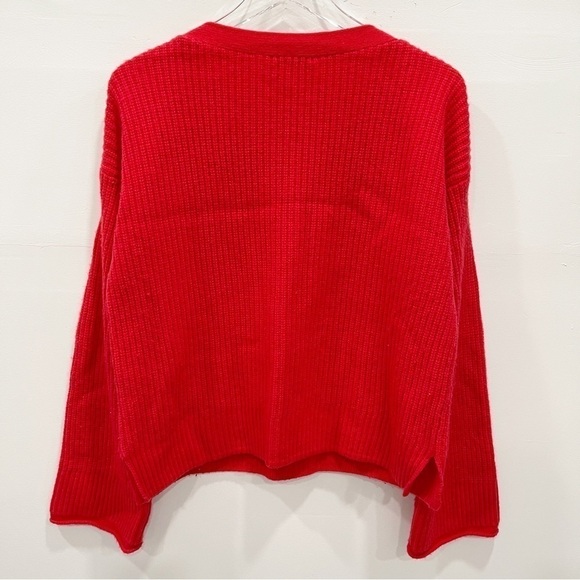 Madewell Calloway Boatneck Pullover Sweater Buttons Red Wool Blend Small - Picture 3 of 10
